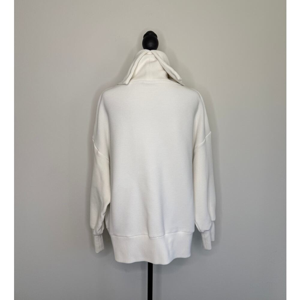 Varley Milton Sweatshirt Cream Ribbed Cowl Neck Side Zip Oversized Large - Picture 2 of 10